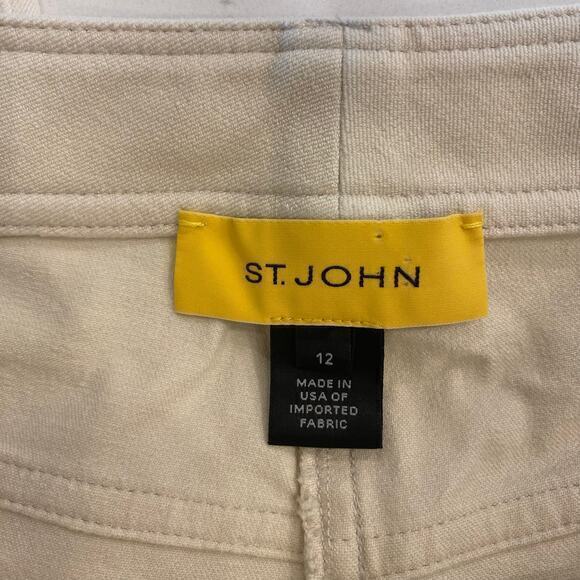 St. John Straight Leg Trouser Pants in Creamy Beige 12 - Picture 6 of 9